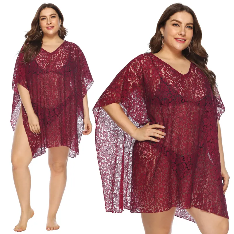 Damen lässiger Häkel-Strandüberwurf mit floralem Design – Avérine
