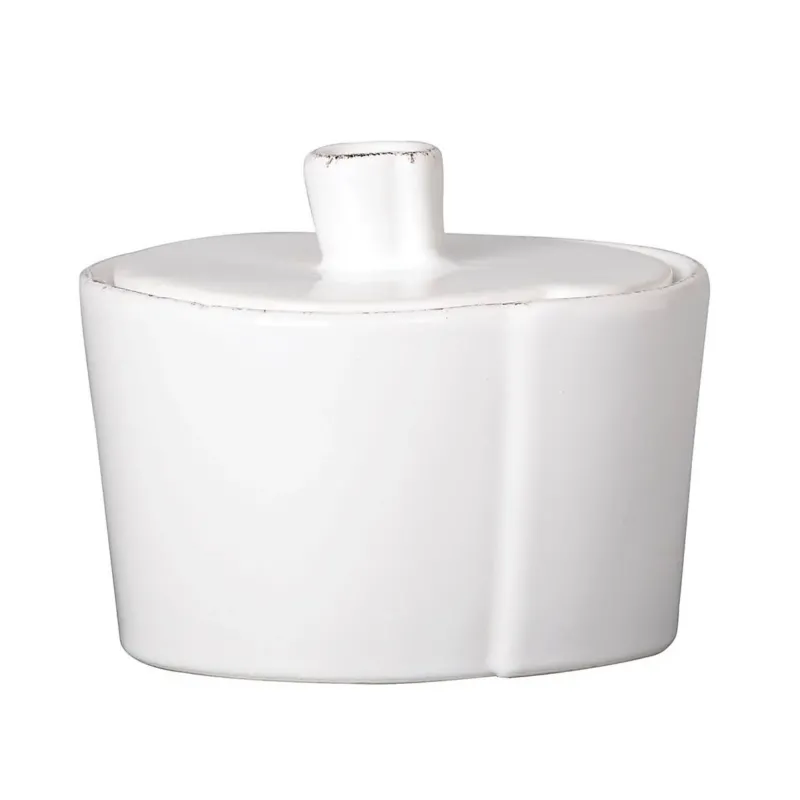 VIETRI: Lastra White Sugar Bowl - Artistica.com